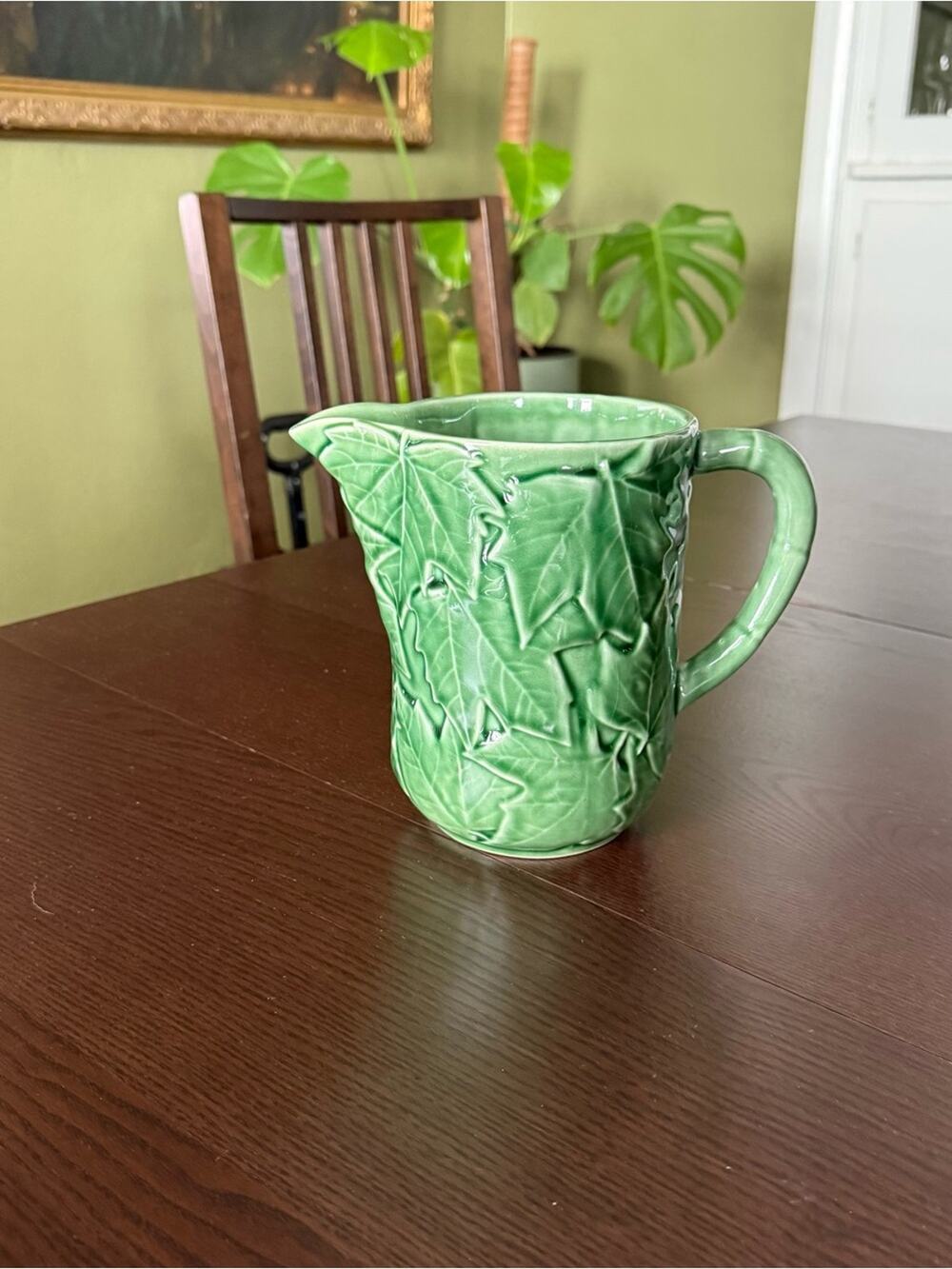 Bordallo Pinheiro Green Maple Leaf 7" pitcher